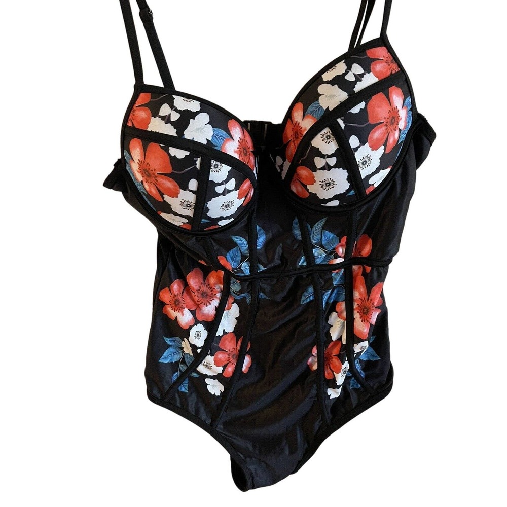 Aonihua Floral Print One Piece Bathing Suit Size Large Or 10/12 NWT